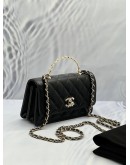 (NEW YEAR SALE) 2023 MICROCHIP CHANEL LIMITED WALLET ON CHAIN CHANEL LOGO TOP HANDLE BAG IN LAMBSKIN LEATHER