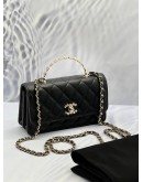 (NEW YEAR SALE) 2023 MICROCHIP CHANEL LIMITED WALLET ON CHAIN CHANEL LOGO TOP HANDLE BAG IN LAMBSKIN LEATHER