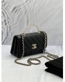 (NEW YEAR SALE) 2023 MICROCHIP CHANEL LIMITED WALLET ON CHAIN CHANEL LOGO TOP HANDLE BAG IN LAMBSKIN LEATHER