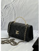 (NEW YEAR SALE) 2023 MICROCHIP CHANEL LIMITED WALLET ON CHAIN CHANEL LOGO TOP HANDLE BAG IN LAMBSKIN LEATHER