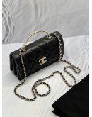 (NEW YEAR SALE) 2023 MICROCHIP CHANEL LIMITED WALLET ON CHAIN CHANEL LOGO TOP HANDLE BAG IN LAMBSKIN LEATHER