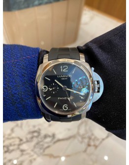 (NEW YEAR SALE) PANERAI LUMINOR 1950 3 DAYS GMT LIMITED EDITION TO 1,500 PIECES WORLDWIDE REF PAM00320 44MM AUTOMATIC YEAR 2009 WATCH -FULL SET-