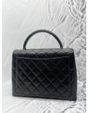 CHANEL CLASSIC KELLY VINTAGE TOP HANDLE BAG IN BLACK QUILTED LAMBSKIN LEATHER  