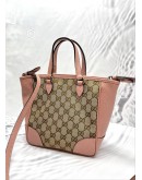 GUCCI SOFT PINK CANVAS BREE TOP HANDLE TOTE SMALL SHOULDER /CROSSBODY BAG WITH GOLD HARDWARE