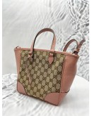 GUCCI SOFT PINK CANVAS BREE TOP HANDLE TOTE SMALL SHOULDER /CROSSBODY BAG WITH GOLD HARDWARE