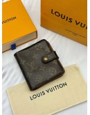 LOUIS VUITTON COMPACT WALLET IN BROWN MONOGRAM CANVAS -FULL SET-