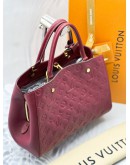 LOUIS VUITTON MONTAIGNE MM IN DARK PINK MONOGRAM EMPREINTE LEATHER HANDLE BAG WITH LEATHER STRAP -FULL SET-