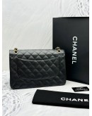 CHANEL CLASSIC JUMBO DOUBLE FLAP SHOULDER BAG IN BLACK CAVIAR LEATHER YEAR 2014 -FULL SET-