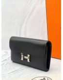 HERMES CONSTANCE TO GO LONG CLUTCH / WALLET IN BLACK BOX CALFSKIN LEATHER STAMP D PHW -FULL SET-