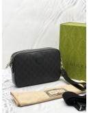 GUCCI BLACK GG SUPREME CANVAS / CALFSKIN RETRO INTERLOCKING G CROSSBODY BAG -FULL SET- 