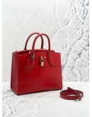 LOUIS VUITTON CITY STEAMER PM HOT RED LEATHER HANDLE BAG WITH STRAP