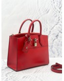 LOUIS VUITTON CITY STEAMER PM HOT RED LEATHER HANDLE BAG WITH STRAP