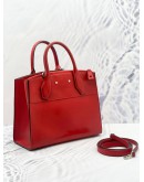 LOUIS VUITTON CITY STEAMER PM HOT RED LEATHER HANDLE BAG WITH STRAP