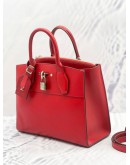 LOUIS VUITTON CITY STEAMER PM HOT RED LEATHER HANDLE BAG WITH STRAP