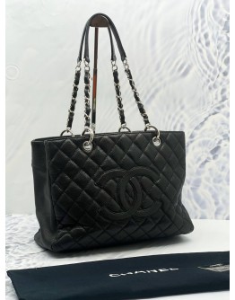 CHANEL GST TOTE IN CAVIAR LEATHER SILVER HARDWARE SHOULDER BAG