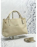 COACH TURNLOCK BOROUGH HANDLE BAG WITH STRAP IN WHITE EMBOSSED LEATHER 