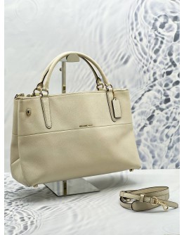 COACH TURNLOCK BOROUGH HANDLE BAG WITH STRAP IN WHITE EMBOSSED LEATHER 
