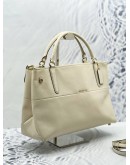 COACH TURNLOCK BOROUGH HANDLE BAG WITH STRAP IN WHITE EMBOSSED LEATHER 