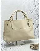 COACH TURNLOCK BOROUGH HANDLE BAG WITH STRAP IN WHITE EMBOSSED LEATHER 
