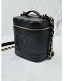 CHANEL VINTAGE VANITY TOP HANDLE CROSSBODY BAG IN BLACK CAVIAR LEATHER