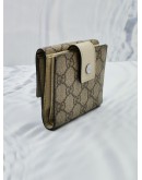 GUCCI BEIGE / EBONY COATED CANVAS GG PLUS CLASSIC FLAP FRENCH WALLET