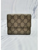 GUCCI BEIGE / EBONY COATED CANVAS GG PLUS CLASSIC FLAP FRENCH WALLET
