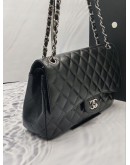 CHANEL JUMBO IN BLACK CAVIAR LEATHER DOUBLE FLAP SILVER CHAIN CROSSBODY BAG YEAR 2019 -FULL SET-