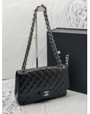 CHANEL JUMBO IN BLACK CAVIAR LEATHER DOUBLE FLAP SILVER CHAIN CROSSBODY BAG YEAR 2019 -FULL SET-