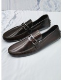 LOUIS VUITTON MEN'S SLIP ON LOAFER IN DARK BROWN LEATHER SIZE 8