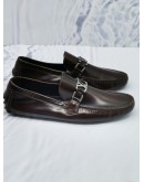 LOUIS VUITTON MEN'S SLIP ON LOAFER IN DARK BROWN LEATHER SIZE 8