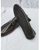 LOUIS VUITTON MEN'S SLIP ON LOAFER IN DARK BROWN LEATHER SIZE 8