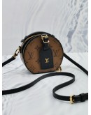 LOUIS VUITTON MINI BOITE CHAPEAU HANDLE BAG IN MONOGRAM REVERSE CANVAS WITH LEATHER ADJUSTABLE STRAP