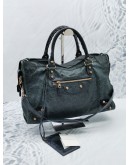 BALENCIAGA DARK BLUE LAMBSKIN LEAHTER GIANT 12 CITY BAG WITH STRAP 