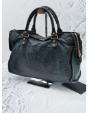 BALENCIAGA DARK BLUE LAMBSKIN LEAHTER GIANT 12 CITY BAG WITH STRAP 