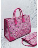 MCM MUNCHEN TOTE IN MONOGRAM JACQUARD HANDLE BAG WITH STRAP AND SMALL POUCH