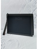 MCM AREN STANDING POUCH IN BLACK NAPACOT CANVAS / LEATHER