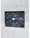 KENZO MULTICOLOR FLYING TIGER & EYES ICONS ZIPPED SLIM POUCH IN MULTICOLOR 