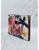 CHRISTIAN LOUBOUTIN MEN'S SKYPOUCH GRAFFITI GRAPHIC POUCH / CROSSBODY LEATHER BAG WITH STRAP IN MULTICOLOR 