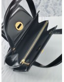 BVLGARI ACCORDION TOP HANDLE BAG IN BLACK CALFSKIN LEATHER WITH STRAP 