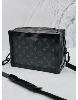 LOUIS VUITTON SOFT TRUNK BLACK MONOGRAM ECLIPSE / CALFSKIN LEATHER CROSSBODY BAG