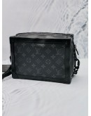 LOUIS VUITTON SOFT TRUNK BLACK MONOGRAM ECLIPSE / CALFSKIN LEATHER CROSSBODY BAG