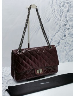 CHANEL REISSUE 227 BURGUNDY AGED CALFSKIN LEATHER DOUBLE FLAP BAG 