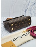 LOUIS VUITTON CLUNY BB IN MONOGRAM CANVAS TOP HANDLE FLAP BAG WITH 2 TONE STRAP 