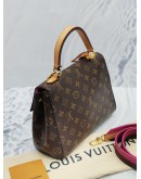 LOUIS VUITTON CLUNY BB IN MONOGRAM CANVAS TOP HANDLE FLAP BAG WITH 2 TONE STRAP 