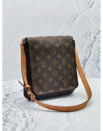 LOUIS VUITTON MONOGRAM CANVAS / LEATHER MUSETTE SALSA SHOULDER FLAP BAG 