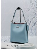(UNUSED) COACH MOLLIE 22 BUCKET TOTE CROSSBODY BAG IN LIGHT BLUE LEATHER 