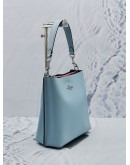 (UNUSED) COACH MOLLIE 22 BUCKET TOTE CROSSBODY BAG IN LIGHT BLUE LEATHER 