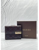(UNUSED) GUCCI DARK BROWN GG GUCCISIMA LEATHER WITH CASH POUCH LANYARD CARDHOLDER WALLET -FULL SET -