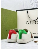 GUCCI ACE VELCRO STRAP SNEAKERS IN WHITE CALFSKIN LEATHER WITH GREEN AND RED WEB SIZE 36 EURO -FULL SET-