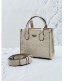 GUESS SILVANA MINI TOTE BAG IN WHITE LEATHER WITH STRAP